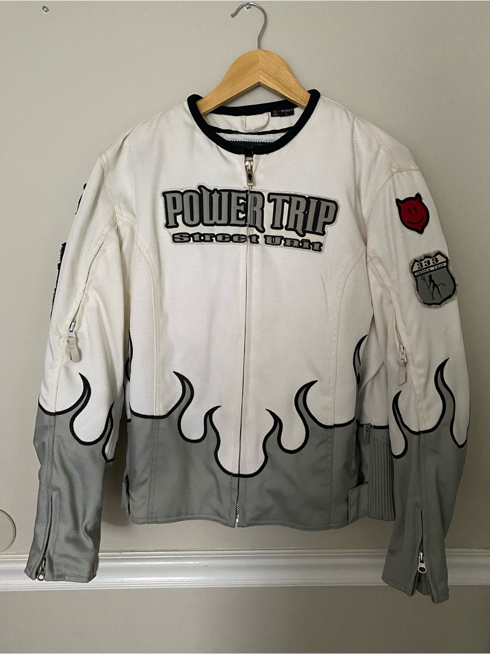 Power Trip Women's Motorcycle Riding Armored Jacket Sz L Unit 333 Street racing